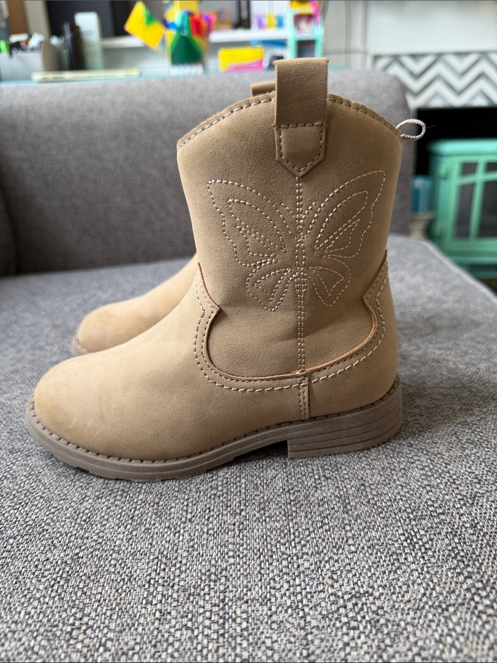 Carter's Tan Kids Western Boot with Butterfly Stitching